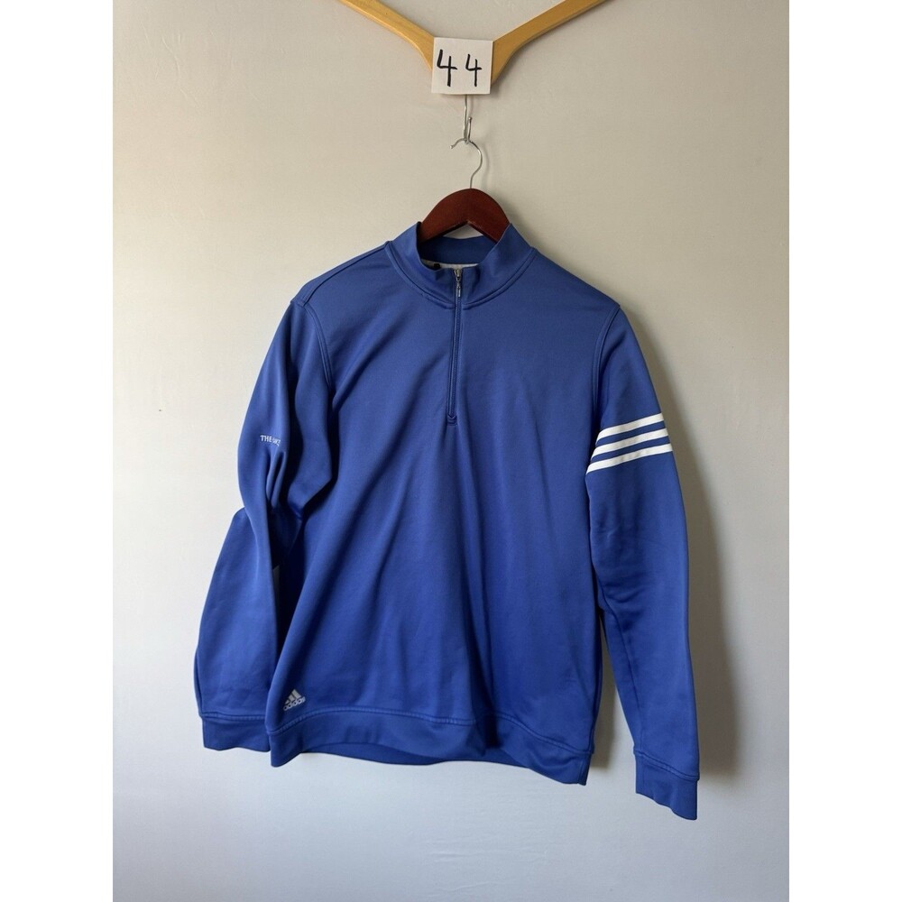 Adidas Golf “The Hamlet” ClimaLite 1/4 Zip Pullover Blue Men’s Medium 3 Stripe